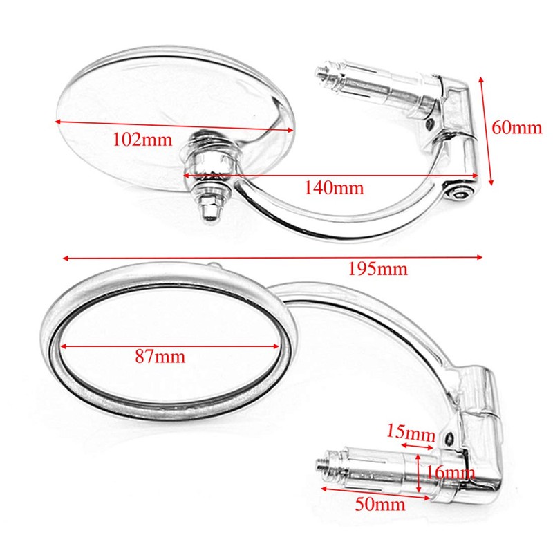 Universal Motorbike Side Mirror Chrome Round Rearview Mirrors Bar End