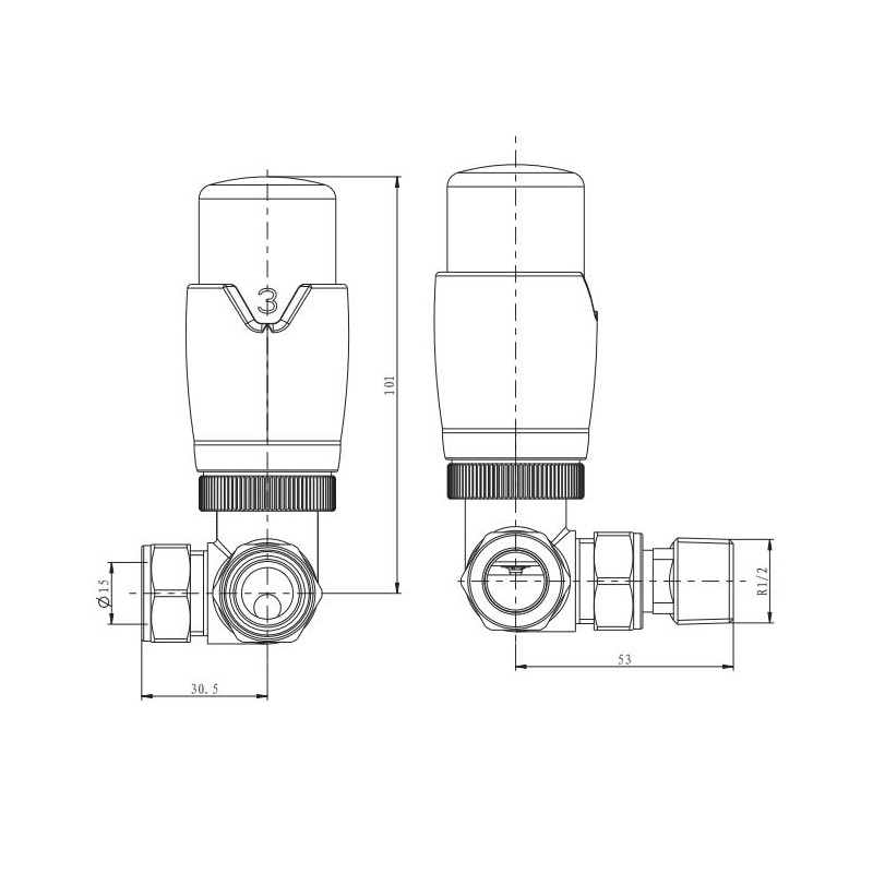 Noir Black Corner Thermostatic Radiator Valves - Energy Saving