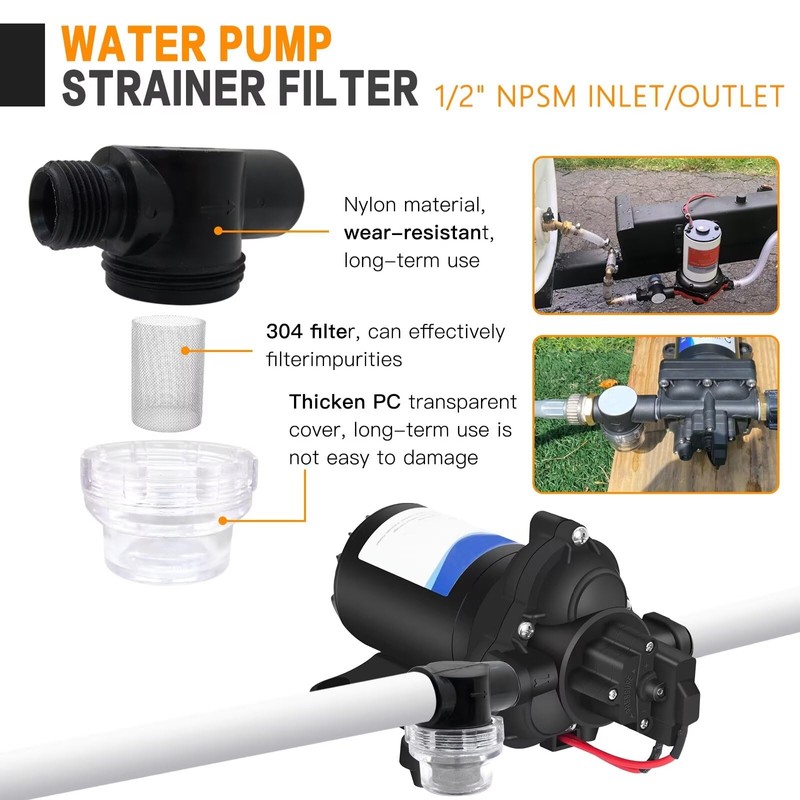 HaeKap 2 Pack Transparent RV Water Pump Strainer Filter Compatible