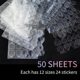 NOVAL 1200 PCS (50 Sheets) Nail Adhesive Tabs Nails Sticky Tabs Waterproof Breathable False Nail Tips Sticky Tab Super Sticky False Nail Glue Sticker for Press Nail Art