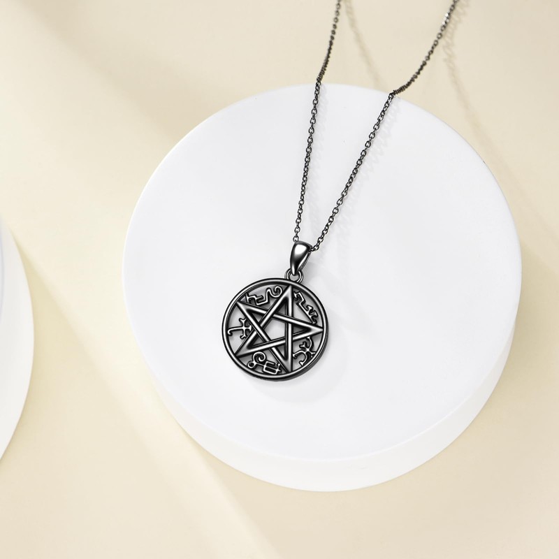 ONEFINITY Devil Trap Necklace 925 Sterling Silver Supernatural Necklace Pentagram