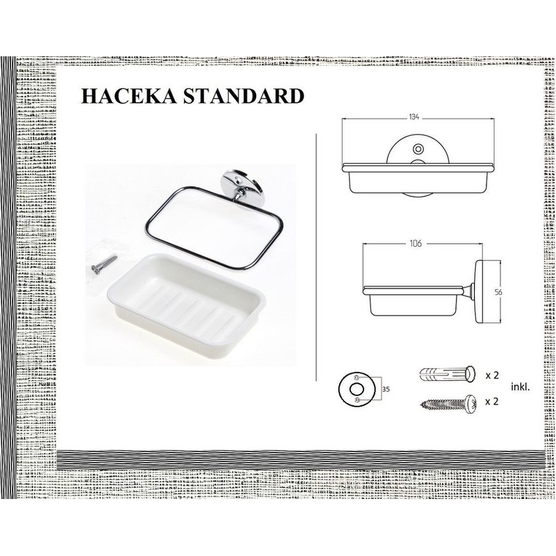 Haceka Seifenhalter Standard mit Kunststoffeinsatz, Plastik, Silber, 15 x 15