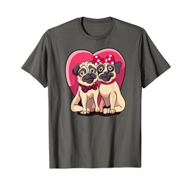 Pug Valentine’s Day Puppy Love Couple girlfriend dog parents T-Shirt