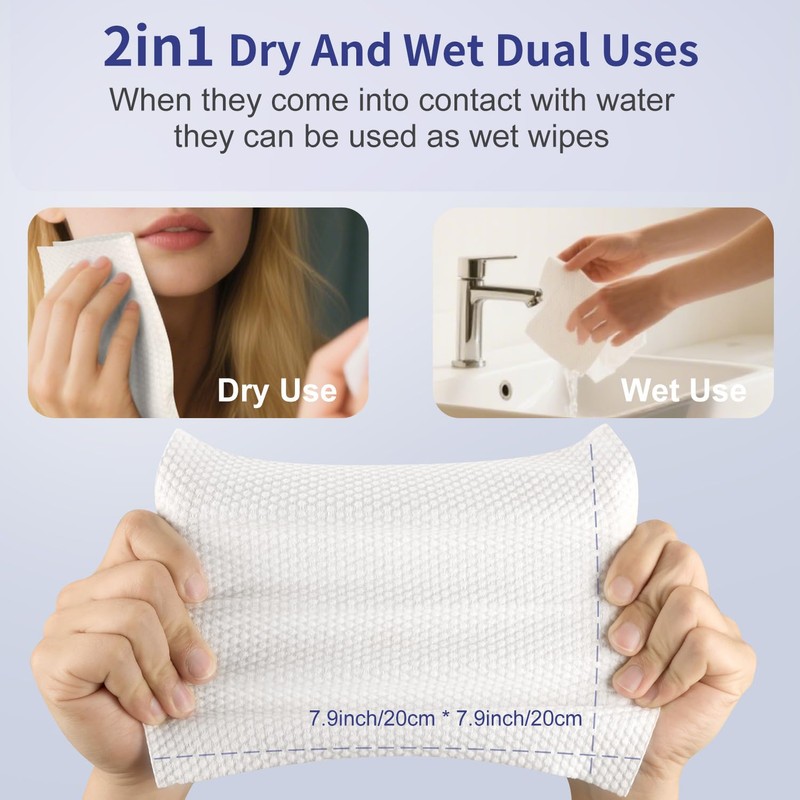Cotton Face Towels, Extra Thick Soft Dry Wipes for Cleansing,