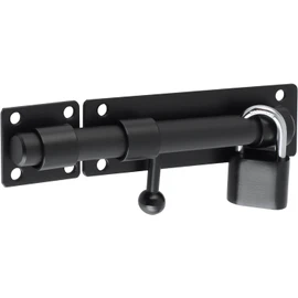 Sayayo Sliding Bolt Lock Barrel Bolt Latch Black Heavy Duty Stainless Steel Slide Bolt Latch Include Padlock, 6 Inch Sliding Barrel Bolt Lock Latch for Wooden Gates Garden Shed Locks, CMST8060-B