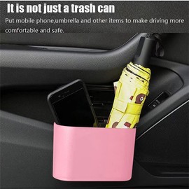 cubeta de basura para coche con 20 bolsas de basura y 2 ganchos, mini cubeta de basura para coche, impermeable, para automóvil, con tapa
