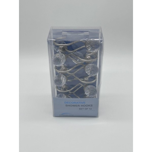 hOme Harbor Home Decorative Shower Hooks Set of 12 Clear