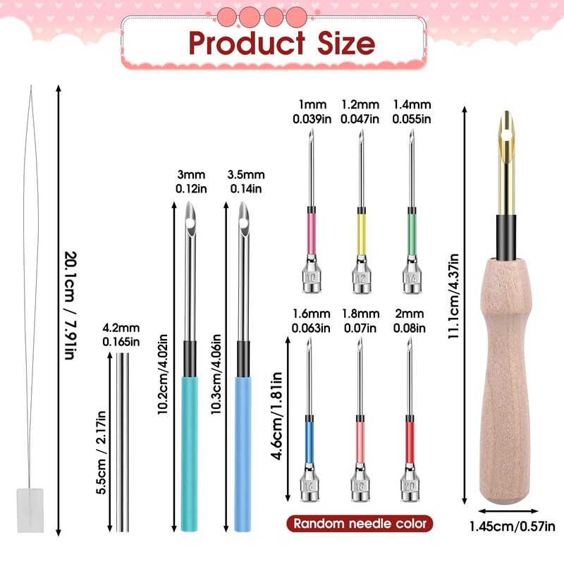 12 Pcs Punch Needle Kit, Embroidery Punch Needle Tool Wooden