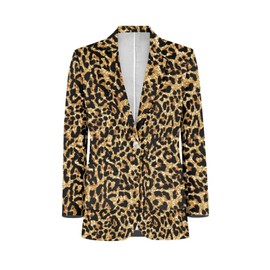 WHUVUMFY Mens Leopard Print Sport Coat Casual Blazer One Button Business Suit Jacket with Pocket Formal Dress Jacket