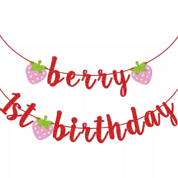 Bicuces Berry First Birthday Banner Berry First Birthday Decorations Fruit