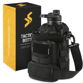VOTAGOO 32Oz Water Bottle - Half Gallon Stainless Steel Insulated Water Bottle, Metal Water Bottle with Rugged, Removable Sleeve  Carrier Bag for Hiking Camping Hunting - Color: 64Oz BLACK