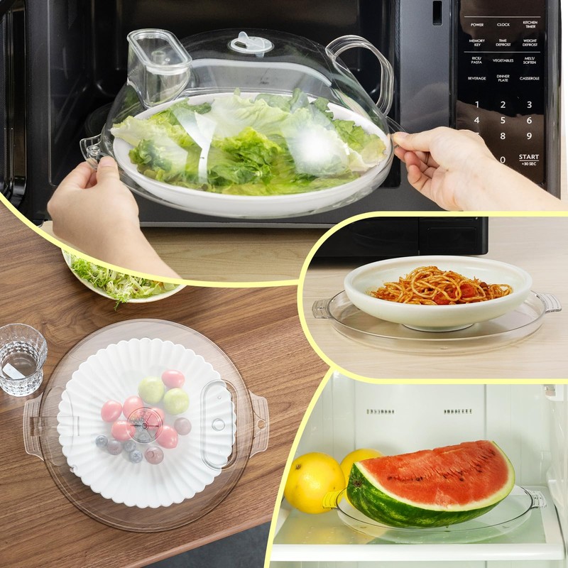 WENWELL Microwave Splatter Cover with Water Steamer,Protect Food Splashes,Dish Bowl
