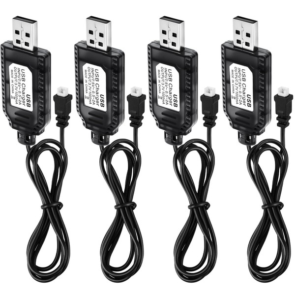4 Pack 3.7V Battery USB Charger Cable with JST 1.25