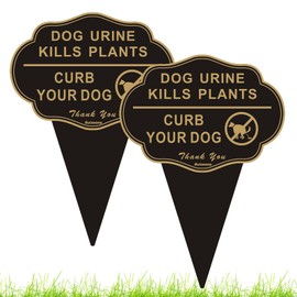 Ruiseone Dog Urine Kills Plants Sign Curb Your Dog Sign 2 Pack,14”X10” No Peeing Signs For Lawn No Pooping Signs For Yard With Integrated Stake Weather Resistant Aluminum for Outdoor Use