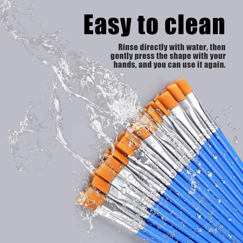 40 Blue Stick Brushes, Nylon Brushes, Craft Brushes, Flat Brushes,
