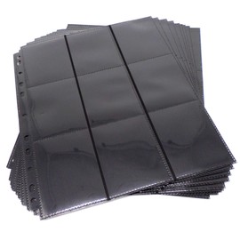 docsmagic.de 10 18-Pocket Pages Black - Sideloading - 11 Holes - MTG PKM YGO - Folder Pages Black