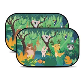 GOZINA 2PCS Static Cling Car Window Shades for Baby, UV Sun Protection Sun Shade for Baby, Side Rear Car Sunshades, Cute Pattern, Universal Size 20.08'' x 12.2''