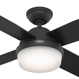 Hunter Fan 52 inch Matte Black Indoor Ceiling Fan with LED Light and Remote Control, Holiday Gift for Bedroom, Living Room/Family Room, Dining Room, Kitchen, Office (Renewed)
