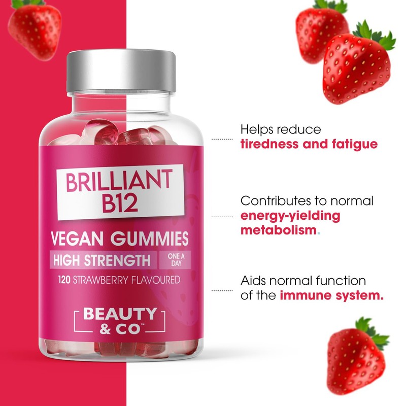 B12 Gummies - Beauty & Co Vegan High Strength Strawberry