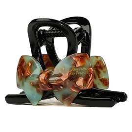 Wenlly Bow hair claw clip, 3.15 Inch cellulose acetate hair jaw clip, non-slip strong hair barrette, hair accessory, 1 piece, brown