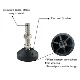 Gasea 6 Packs Furniture Levelers, M8 Threaded Swivel Adjustable Nylon Base Leveling Glides Feet Table Legs, M8 x 50 x 40mm