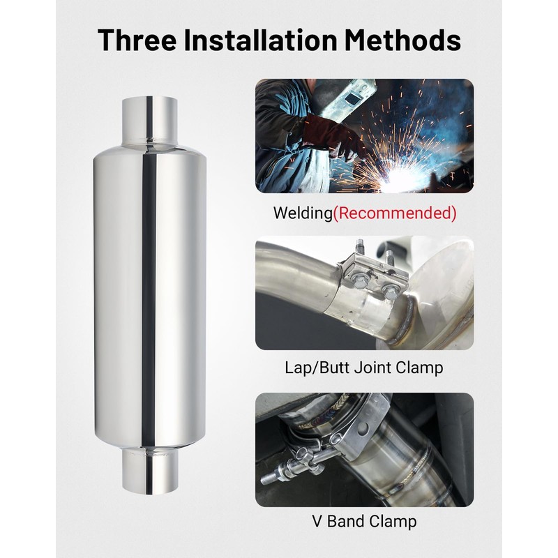 EVIL ENERGY 2" Resonator Muffler Stainless Steel (2.0 inch Inlet/Outlet,