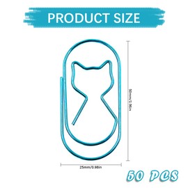Haohai 50 Pcs Cat Paper Clips Office School Home Desk Organizer (Blue)