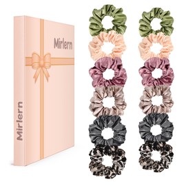 Mirlern 12-Piece Satin Scrunchies for Women and Girls, No Damage Soft Ponytail Holders Hair Accessories, Elastic Bands for Thick/Thin Hair (Spring)