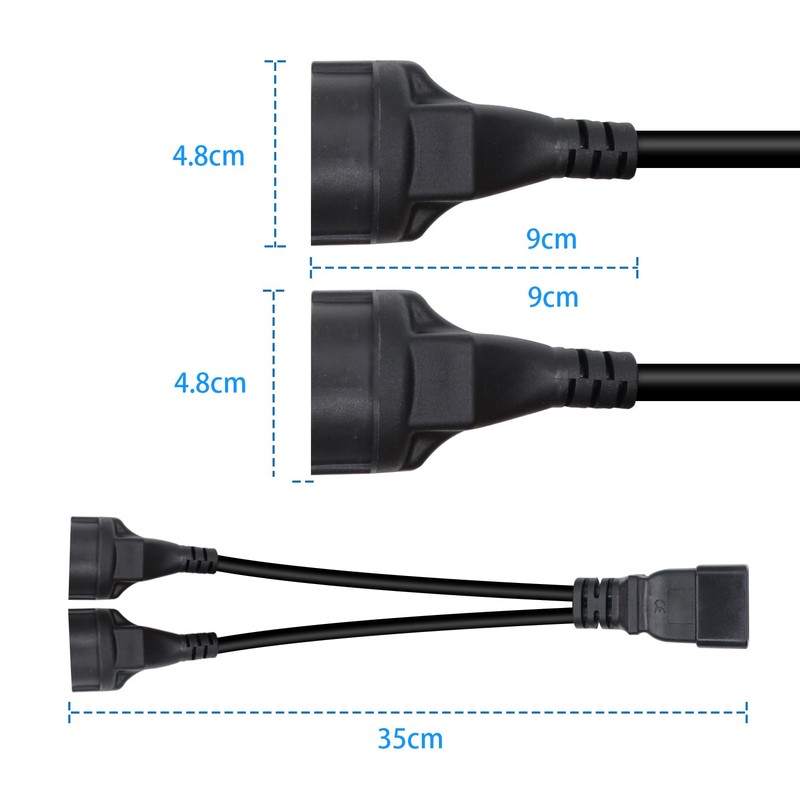 RIIEYOCA 2-in-1 Mains Adapter Cable for UPS Plug IEC 320