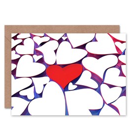 LOVE HEART ILLUSTRATION PATTERN BLANK GREETINGS BIRTHDAY CARD ART