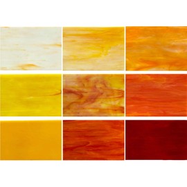 PALJOLLY 9 Pack Yellow Stained Glass Sheets, 4 x 6 inch Mosaic Glass Art Glass for Stained Glass Projects and Mosaics