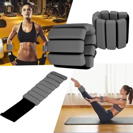 Para muñecas y tobillos, Polainas de Silicona Antideslizantes Ajustables para Tobillo y Muñeca, Pesas de Silicon para Pilates, Correr, Natación, Gimnasio.Tobillera y muñequera. (1libra.2 piedras. gris)