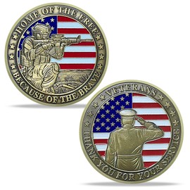 AtSKnSK Veterans Challenge Coin Thank You for Your Service Military Coin (Kneel Down&Salute Veteran)