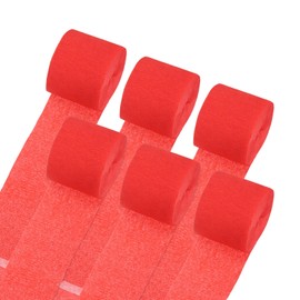 sourcing map Crepe Paper Streamers 6 Rolls 196.8Ft Crepe Paper Red Streamers Party Decorations for Birthday Party Wedding Ceremony Graduation Decoration (1.4 in x 32.8 Ft/Roll)