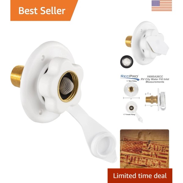 Unbranded Brass RV Water Fill Inlet with Check Valve -