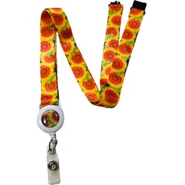 Sunflowers Neck Lanyard with Safety Breakaway & Integrated Retractable Badge Reel