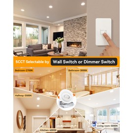 ANGELEAF 6 Pack 4 inch 5CCT LED Gimbal Recessed Light with Junction Box, 360°+90° Adjustable Directional Eyeball Lighting, Dimmable, Wall Switch, 2700K/3000K/3500K/4000K/5000K, 950LM, 10W=86W-ETL&FCC