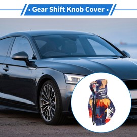 VekAuto Gear Shift Knob Cover Stick Shifting Handle Protector 17x16cm/6.69"x6.3" Yellow Blue Polyester 1 Pc Hoodie Style Automotive Manual Universal