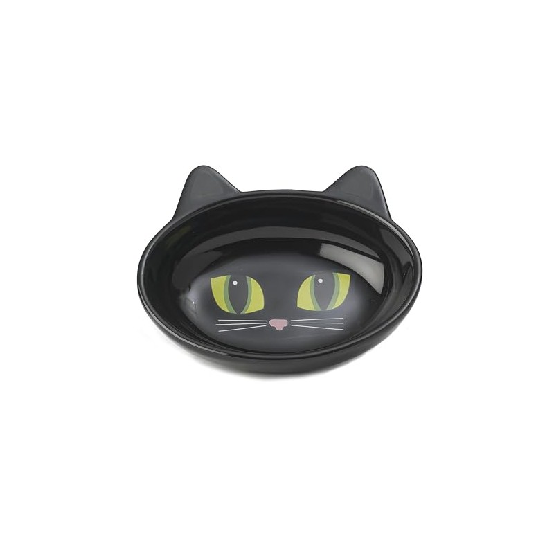 PetRageous Cuenco Ovalado de gres, diseño de Gatito, 13 cm