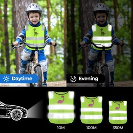 Hoiloie Pack of 2 Children's Safety Vest, Breathable Safety Vest in Universal Size, Lightweight Reflective Vest for School, Sports and Safety for Boys and Girls