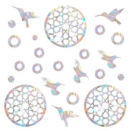 42 Pieces Birds Static Window Clings Anti Collision Window Decals for Bird Strikes, Glass Door Window Stickers, Stop Birds Flying into Windows, Mandala-Hummingbird Style