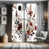 Ambesonne Floral Window Curtains, Mid Century Modern Rounds Chevrons and