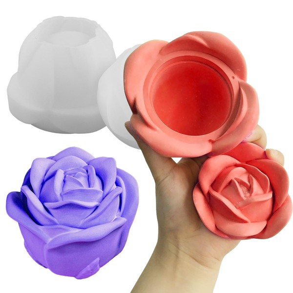 Wehous 3D Rose Box Mold with Lid, Flower Jar Bowl