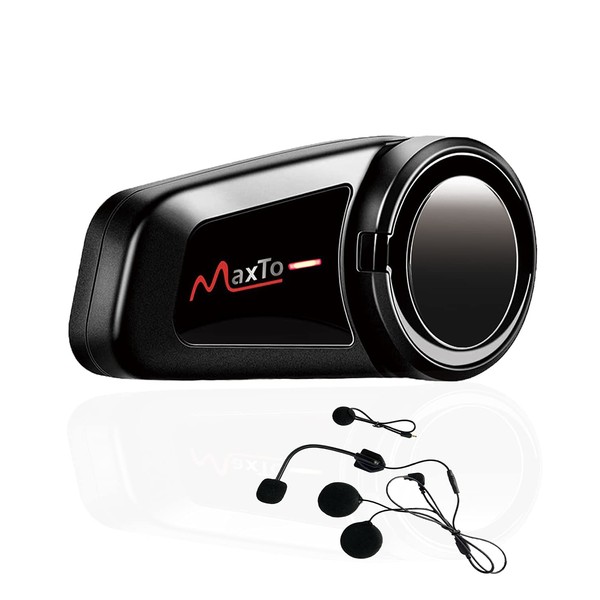 MaxTo Auriculares Bluetooth para motocicleta, sistema de comunicación de casco