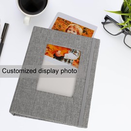 Ayorasly Small Photo Albums for 5 × 7 Photos, 2 Pack Linen Cover Memory Books with Display Window, Each Holds 52 Photos, Grey Picture Albums for Baby Growth Wedding Travel