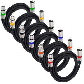 Siimeaross XLR Microphone Cable, 3-Pin Male to Female DMX Cable, Balanced Shielded Cord for Stage Lighting, Mic, Radio Station (6PCS 25FT)