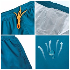 Swimming Trunks Men's Swimming Shorts Quick-Drying Leisure Beach Shorts Swimming Trunks Men with Pockets Board Shorts Swimming Trunks Men Contrasting Drawstring Swimming Shorts for Men Short, peacock