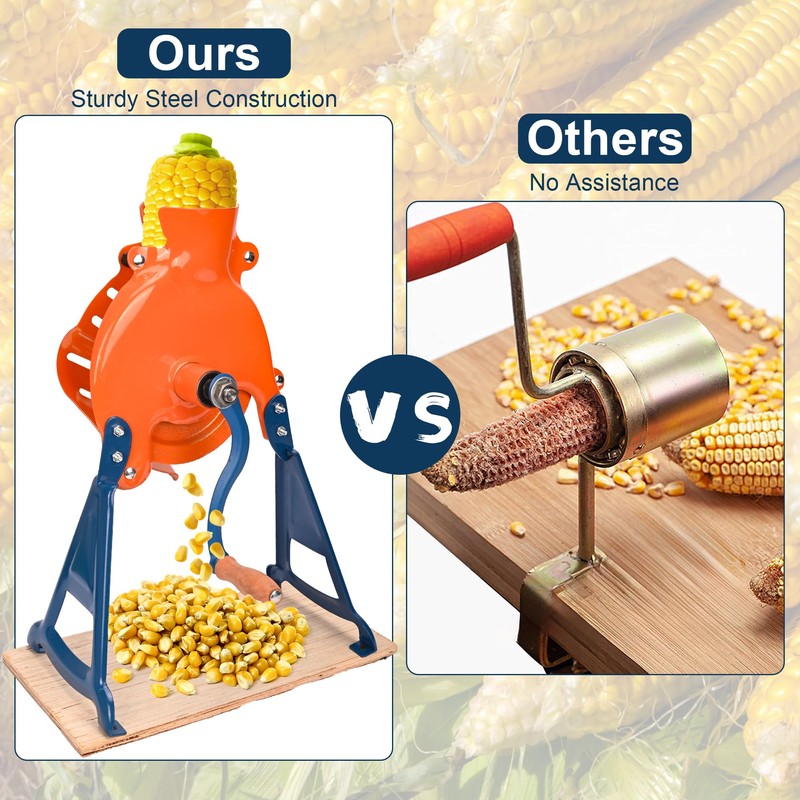 WYJREES Corn Sheller Hand Crank, Steel Corn Cob Thresher with