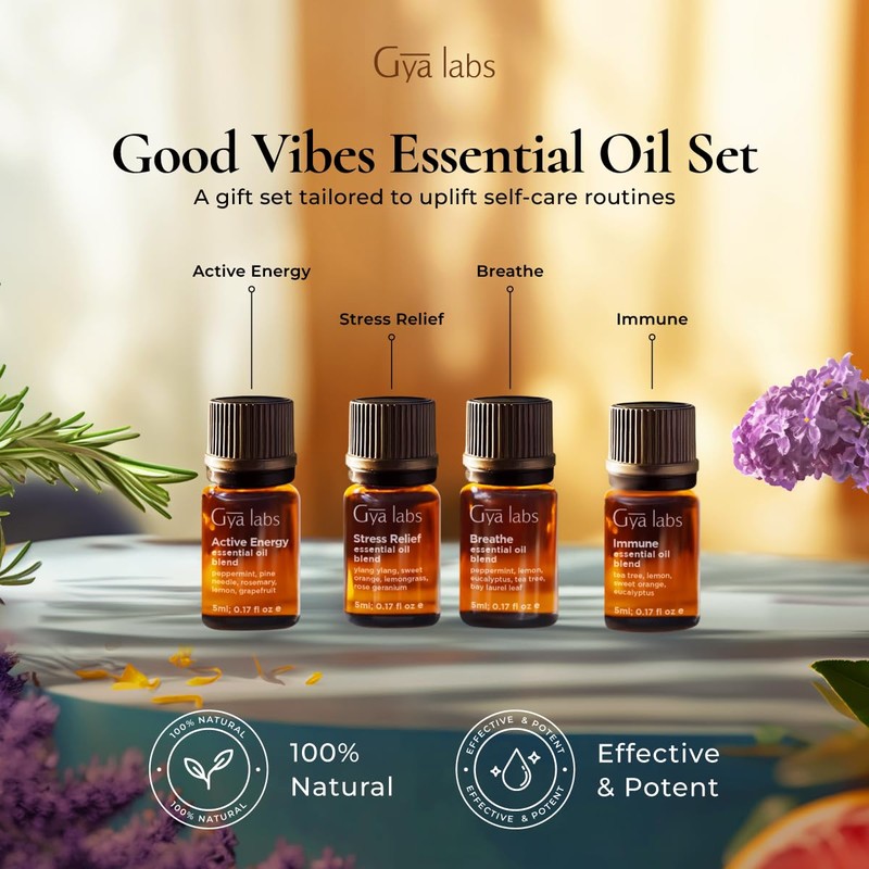 Gya Labs Good Vibes Essential Oil Set, Essential Oils For