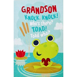 Grandson - Happy Valentine's Day Greeting Card w/Frog/Toad - Funny Humor Joke Pun